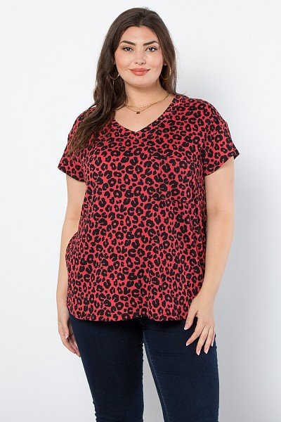 PT11581PLUS URBAN RIB PRINT V NECK TEE